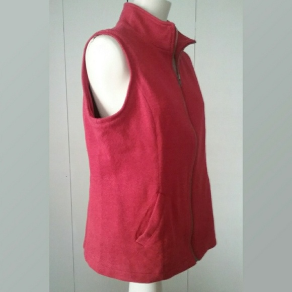 Coldwater Creek Red Knit Zip Up Vest - Picture 2 of 7